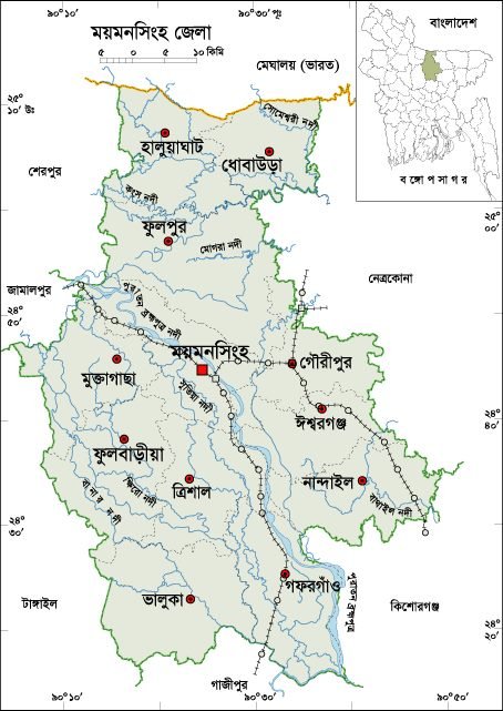 ময়মনসিংহ জেলার মানচিত্র